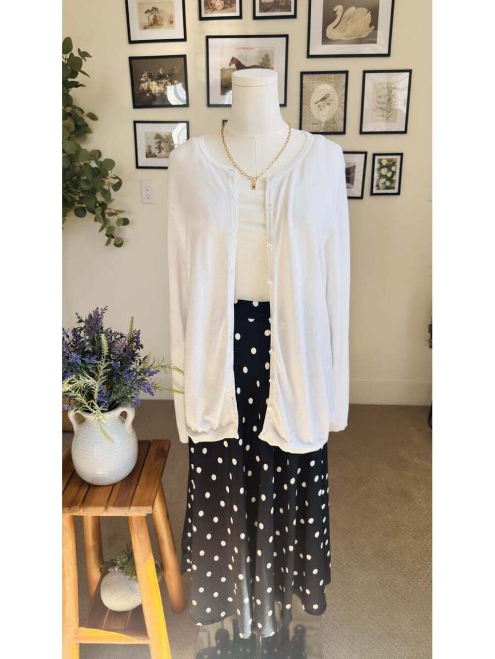 Coldwater Creek White Button-Front Knit Cardigan - Size L